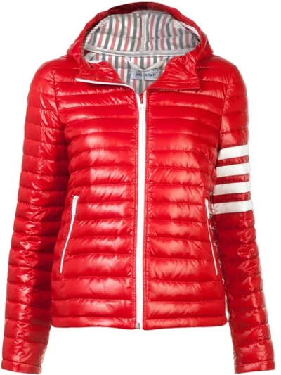 Shop Thom Browne Hooded Down Jacket - Red
