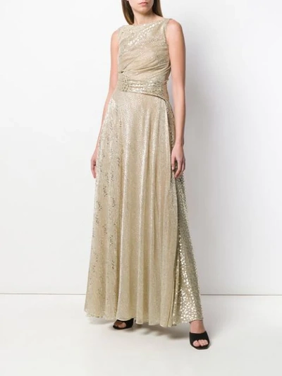 Shop Talbot Runhof Draped Evening Gown In Gold