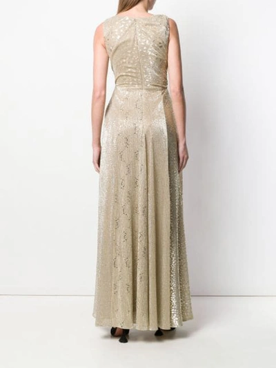 Shop Talbot Runhof Draped Evening Gown In Gold