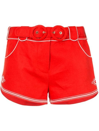 Shop Zimmermann Ninety-six Corded Shorts In Red