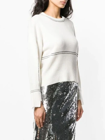 Shop Pinko Round Neck Fitted Sweater In White