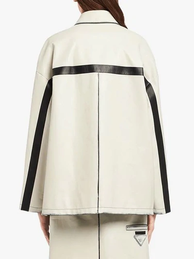 Shop Prada Contrasting Panel Jacket In White