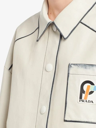 Shop Prada Contrasting Panel Jacket In White