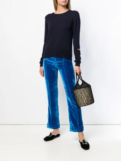 Shop Stefano Mortari Cut Out Slim-fitted Pullover - Blue