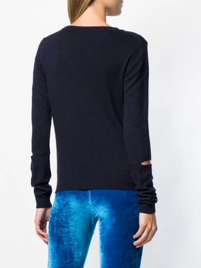Shop Stefano Mortari Cut Out Slim-fitted Pullover - Blue