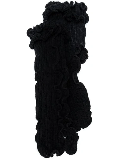 Shop Mm6 Maison Margiela Ruffled Knit Socks - Black