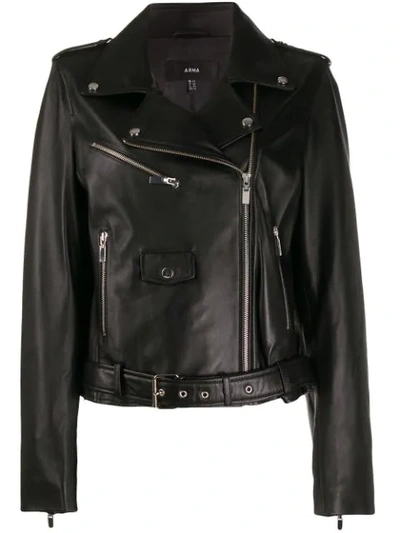 ARMA LEATHER BIKER JACKET - 黑色