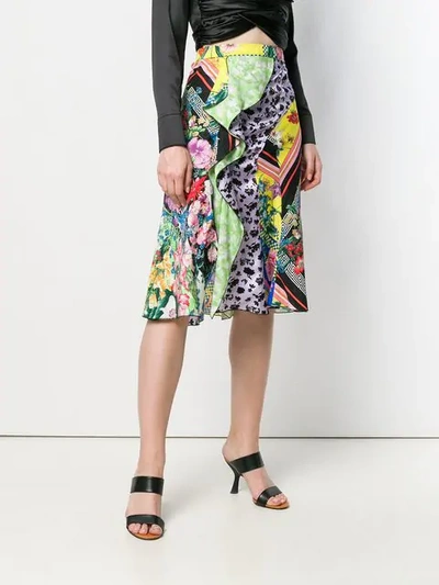 Shop Versace Multi-pattern Skirt - Green