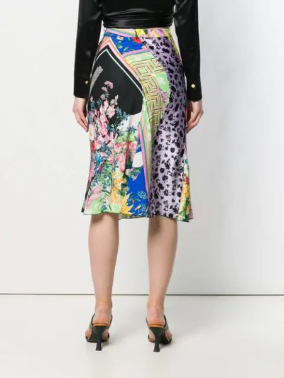 Shop Versace Multi-pattern Skirt - Green