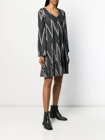 Shop M Missoni Zigzag Metallic Knit Dress In L900h Nero Argento