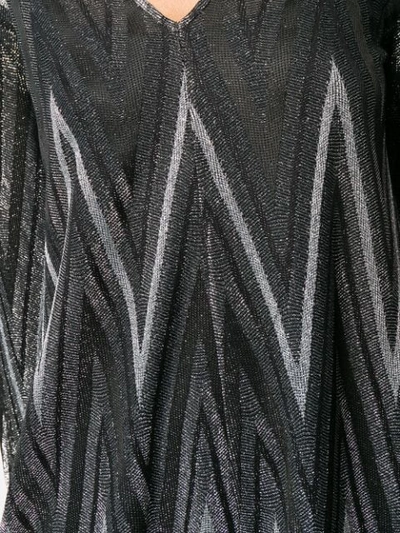 Shop M Missoni Zigzag Metallic Knit Dress In L900h Nero Argento