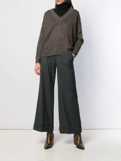 Shop Brunello Cucinelli Flared Trousers In C059 Antracite