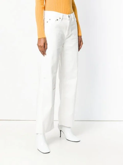 Shop Simon Miller Stitched Wide Leg Jeans In White