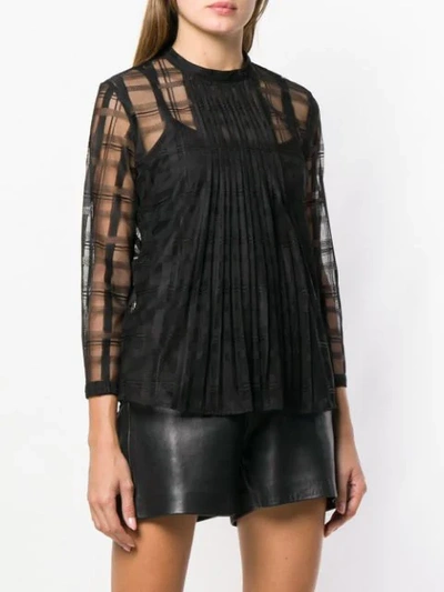 Shop Just Cavalli Checked Pattern Sheer Top In Black