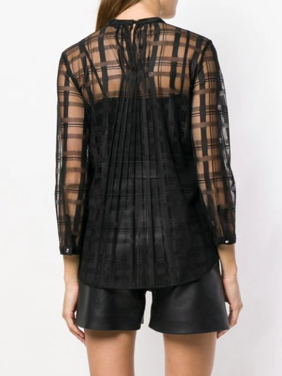 Shop Just Cavalli Checked Pattern Sheer Top In Black