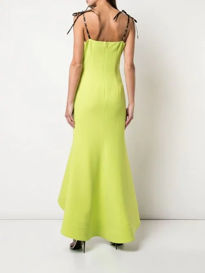 Shop Christian Siriano Peplum Hem Long Dress In Green