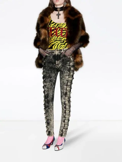 Shop Gucci Denim Skinny Pant In Black