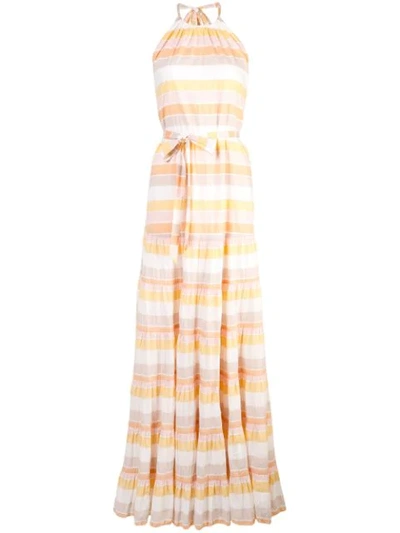 Shop Zimmermann Striped Maxi Dress In Orange