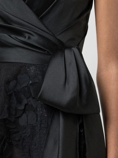 Shop Marchesa Notte Knot-detail Lace Gown In Black