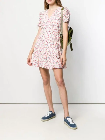 POLO RALPH LAUREN FLORAL PRINT WRAP DRESS - 白色