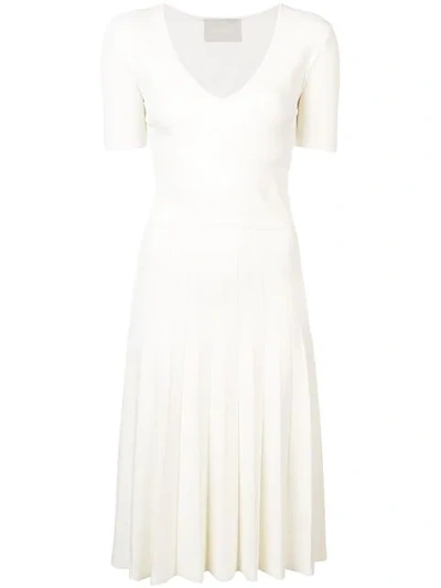 Shop Jason Wu Collection Pleated Knitted Dress In White