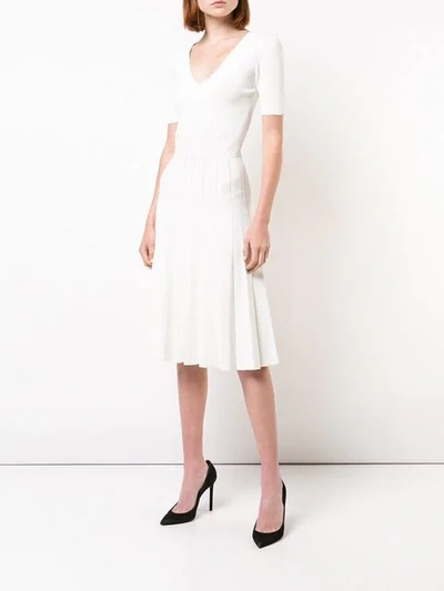 Shop Jason Wu Collection Pleated Knitted Dress In White