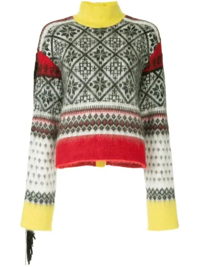 N°21 Print Turtleneck Wool & Mohair-blend Button-back Sweater In Multicolour