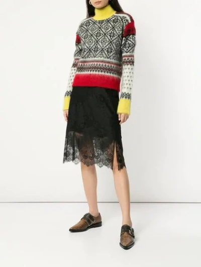 N°21 Print Turtleneck Wool & Mohair-blend Button-back Sweater In Multicolour