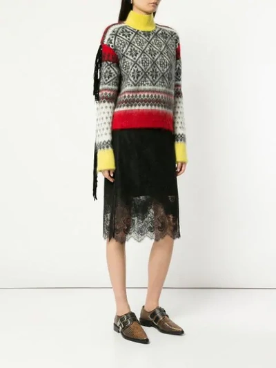 N°21 Print Turtleneck Wool & Mohair-blend Button-back Sweater In Multicolour