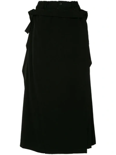 Shop Yohji Yamamoto Detachable Front Cropped Trousers In Black