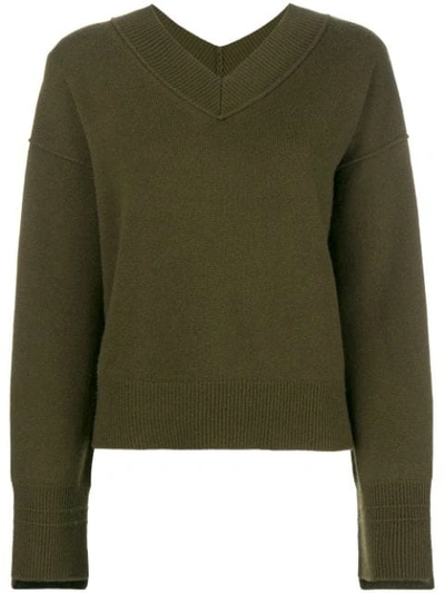 Shop Helmut Lang Long-sleeve Fitted Sweater - Green
