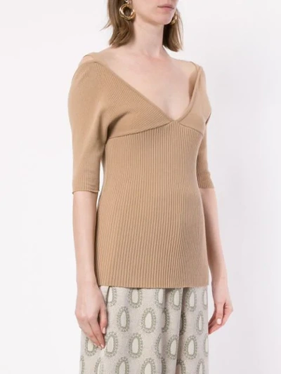 Shop Muller Of Yoshiokubo V-neck Fitted Top In Brown