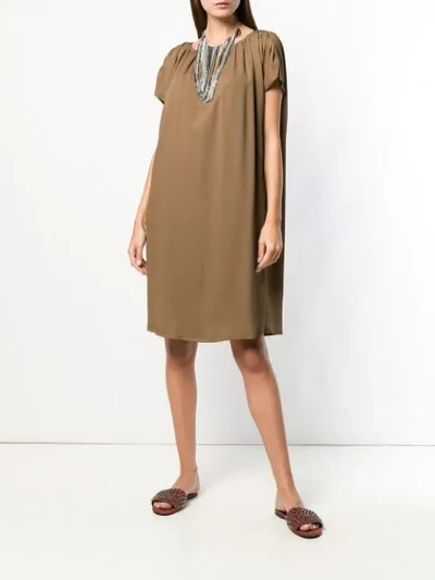 Shop Fabiana Filippi Shortsleeved Dress In Brown