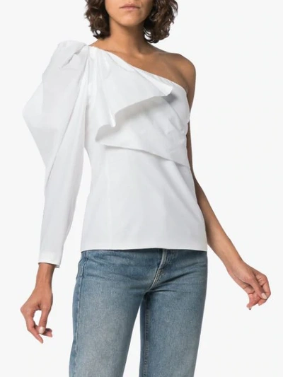 Shop Stella Mccartney One Shoulder Cotton Top In White