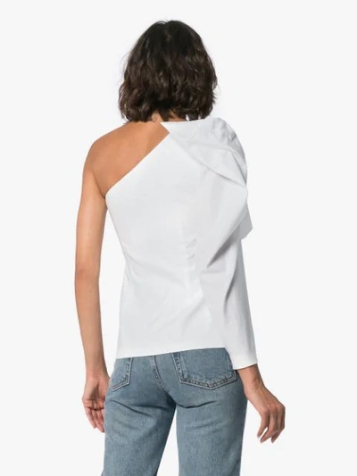 Shop Stella Mccartney One Shoulder Cotton Top In White