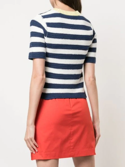 Shop Staud Striped Jumper In Blue