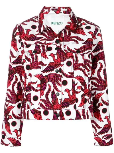 Shop Kenzo Bird-print Denim Jacket In White