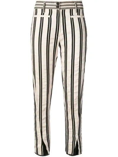 Shop Ann Demeulemeester Striped Trousers In Black