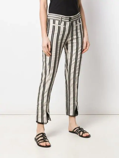 Shop Ann Demeulemeester Striped Trousers In Black