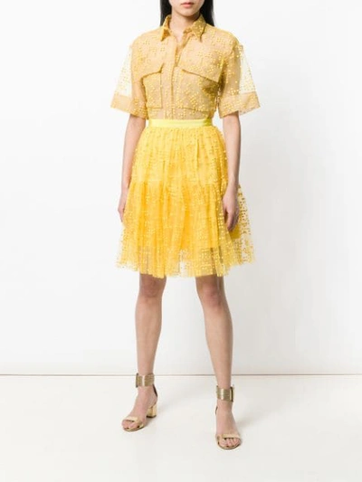 Shop Si-jay Midi Tulle Skirt In Yellow