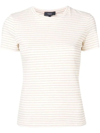 Shop Theory Shima Striped T-shirt In Neutrals
