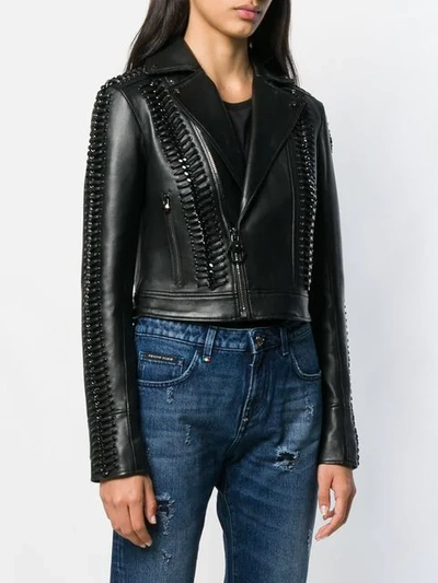 Shop Philipp Plein Lace-up Biker Jacket In Black