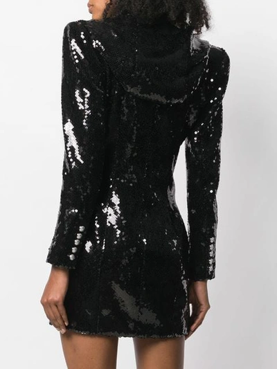 Shop Balmain Buttoned Sequin Dress In Black