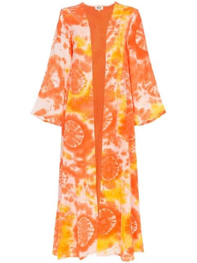 Shop All Things Mochi Louma Tie-dye Cotton Robe In Orange