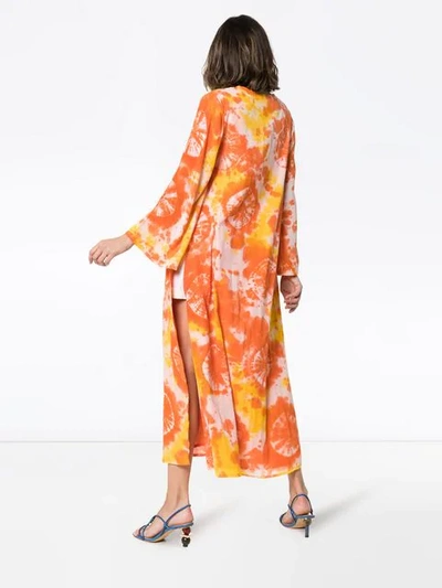 Shop All Things Mochi Louma Tie-dye Cotton Robe In Orange