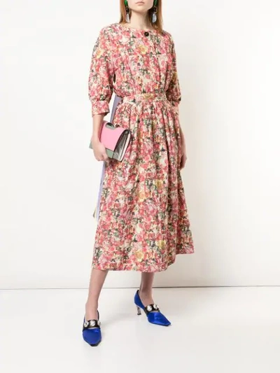 Shop Marni Floral Print Dress In Multicolour