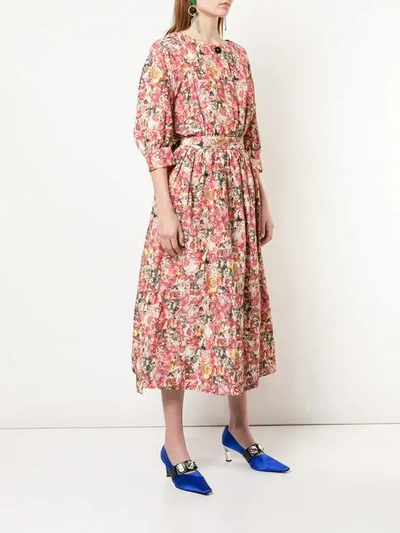 Shop Marni Floral Print Dress In Multicolour