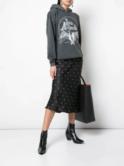 Shop Anine Bing Polka Dot Skirt In Grey