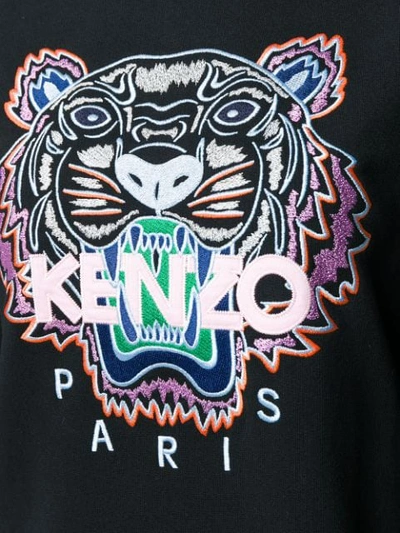 Shop Kenzo Tiger Embroidered Sweatshirt Dress In Black
