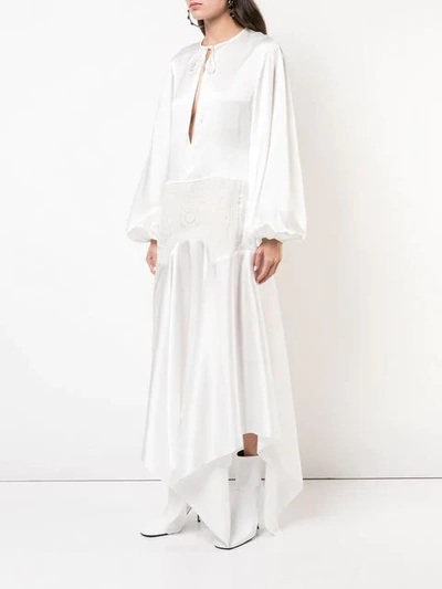 Shop Marques' Almeida Asymmetric Hem Dress In White